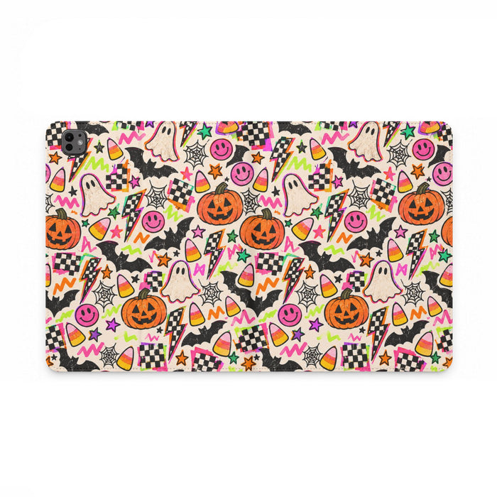 Halloween Doodle Tablet Folio Case — Cute Spooky Ghosts, Pumpkins & Candy Pattern