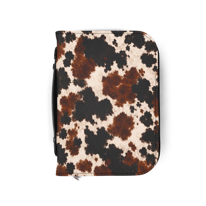 Cowhide Print Bible Cover — Zip Around Brown & Black Cow Pattern