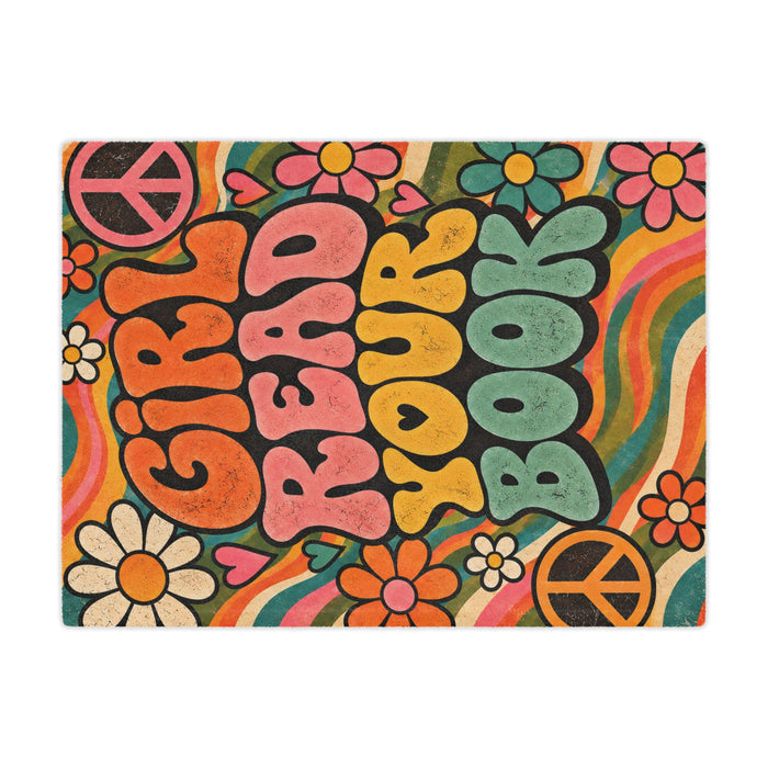 Minky Blanket — 'Girl Read Your Book' Retro Hippie Floral Throw
