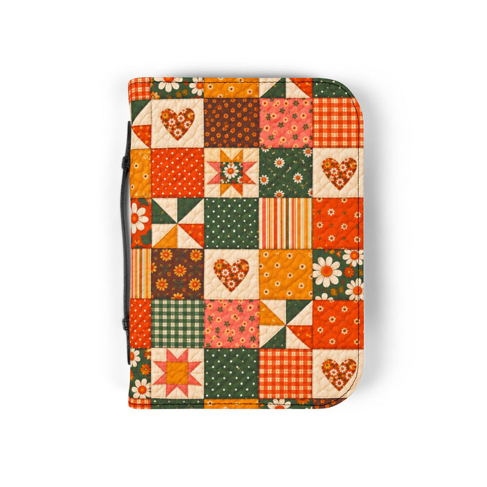 Quilt Patchwork Bible Cover — Fall Floral Heart Zipper Case