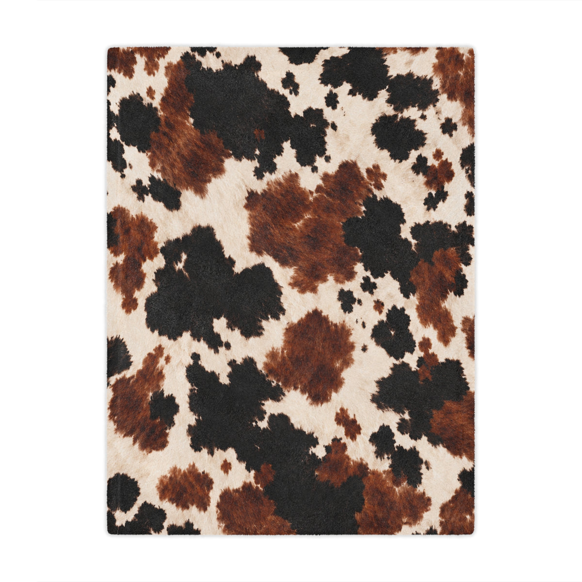 Cowhide Print Minky Blanket — Plush Brown & Black Cow Pattern Throw