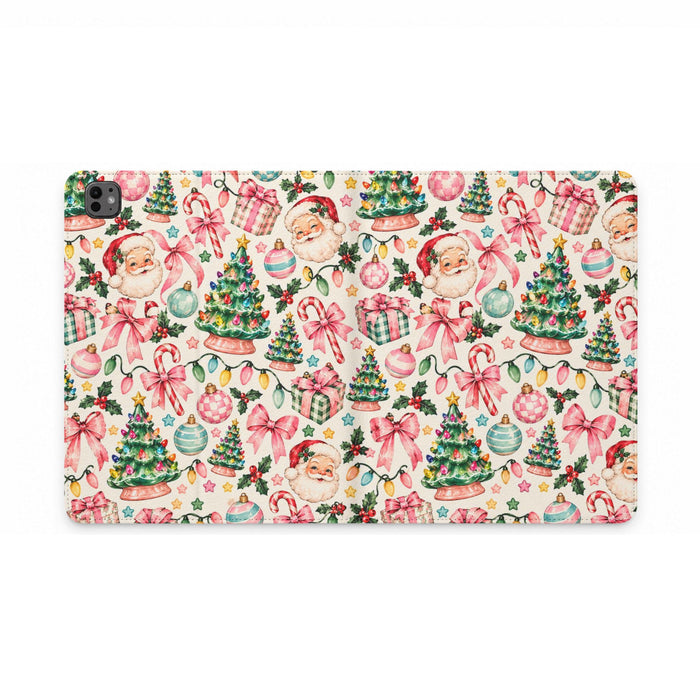 Retro Christmas Santa Pattern Tablet Folio Case