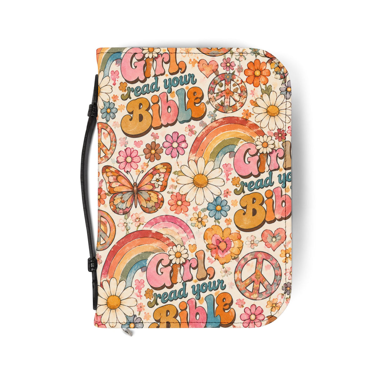 Girls Read Your Bible Floral Retro Zipper Bible Cover