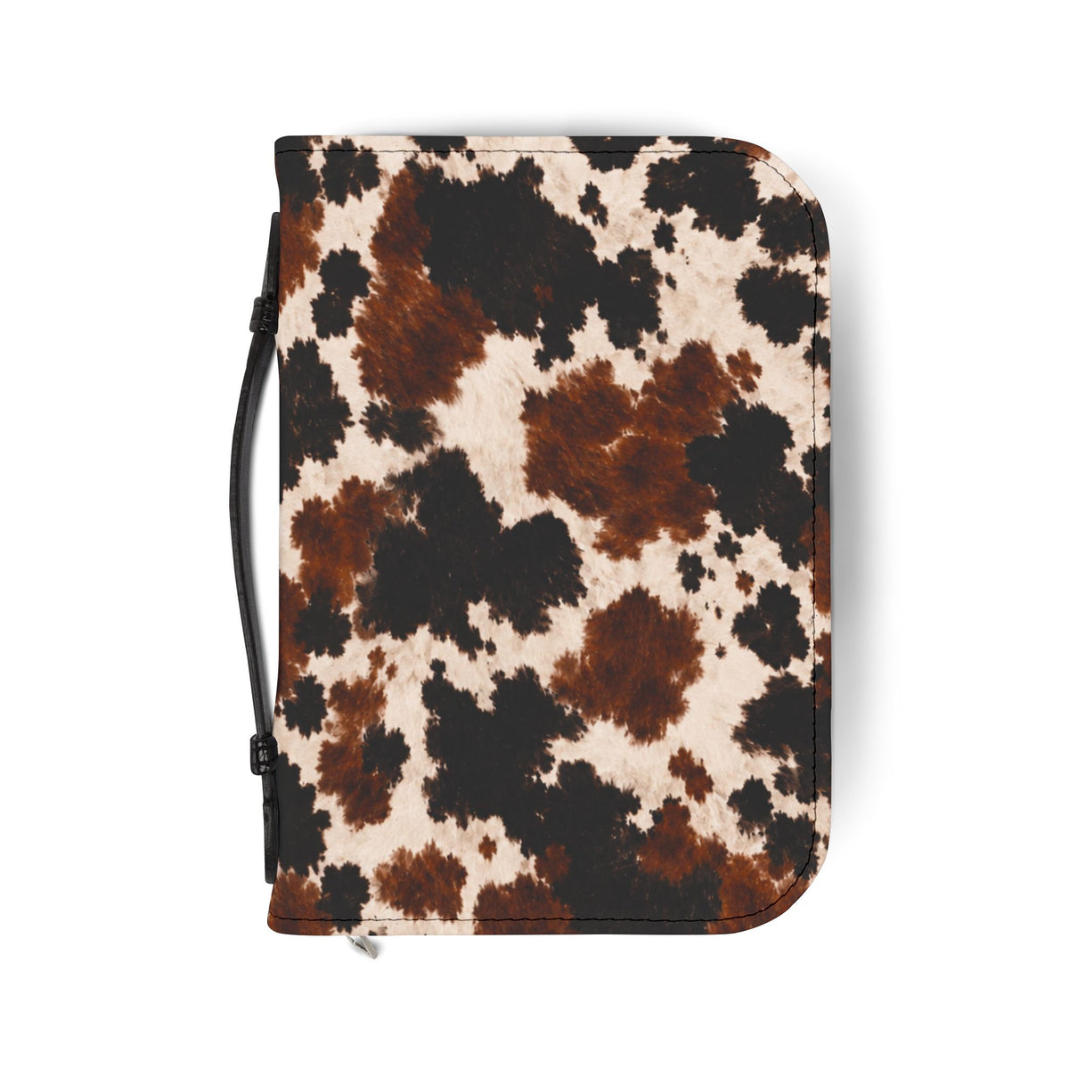 Cowhide Print Bible Cover — Zip Around Brown & Black Cow Pattern