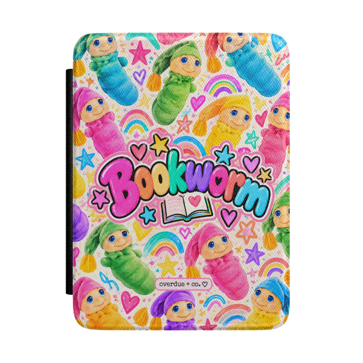 90s Inspired Glow Worm Kindle Case — Colorful Bookworm Reading Sleeve