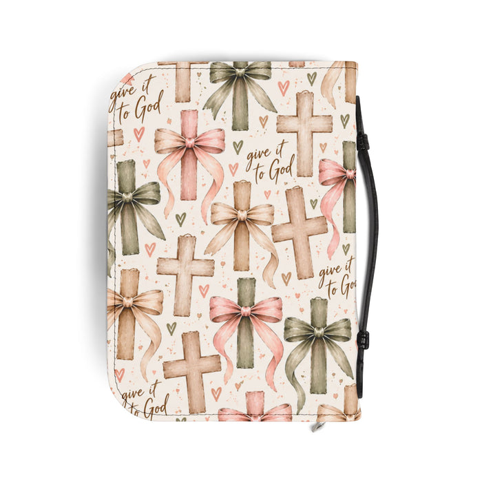 “Give it to God” Bible Cover - Cross and Bows Bible Case