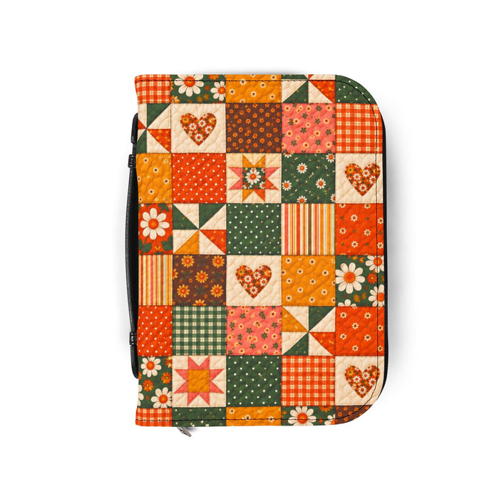 Quilt Patchwork Bible Cover — Fall Floral Heart Zipper Case