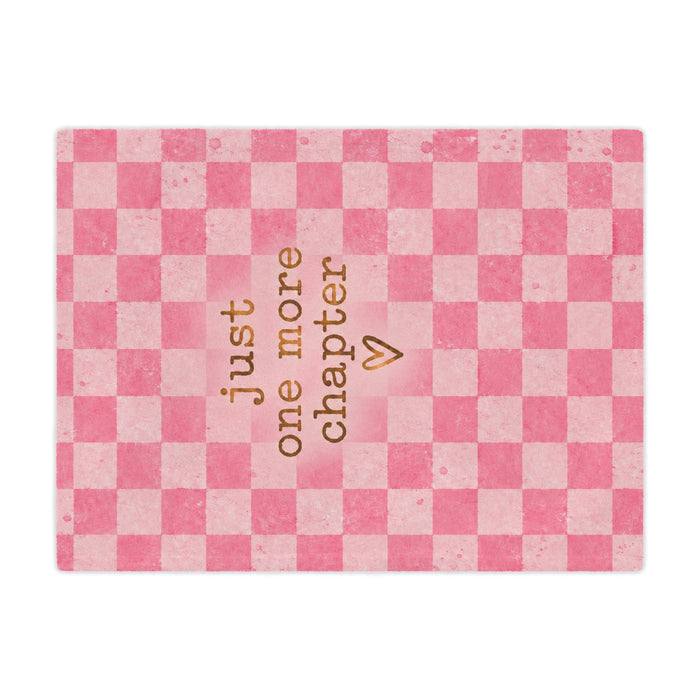 Just One More Chapter Pink Checkered Minky Blanket — Cozy Reader Throw