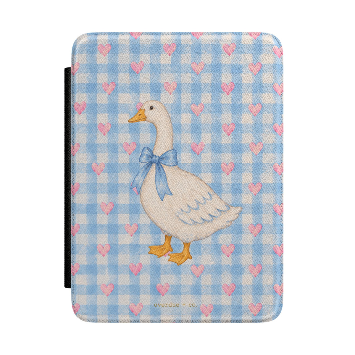 Cute Goose Plaid Kindle Case — Blue Gingham Goose