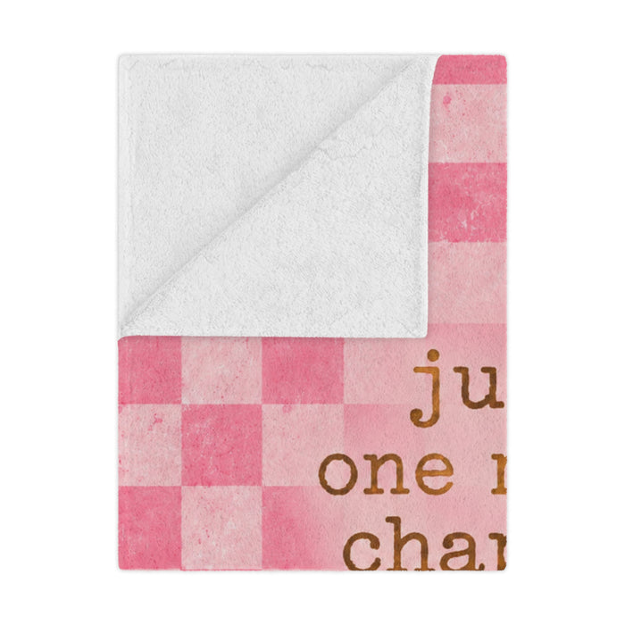 Just One More Chapter Pink Checkered Minky Blanket — Cozy Reader Throw