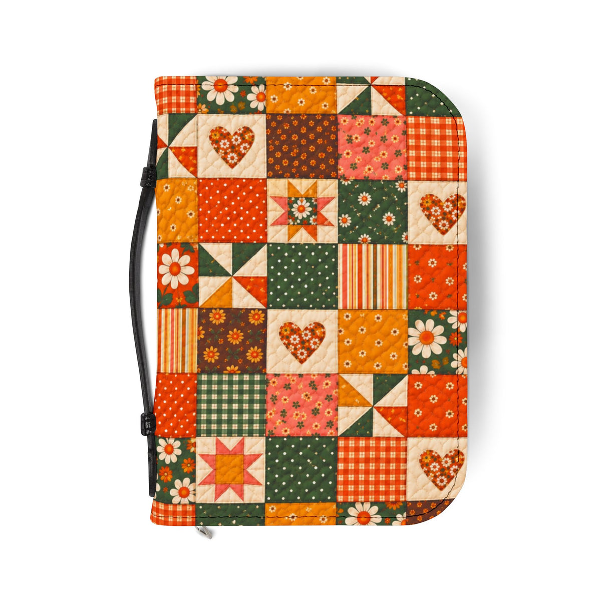 Quilt Patchwork Bible Cover — Fall Floral Heart Zipper Case