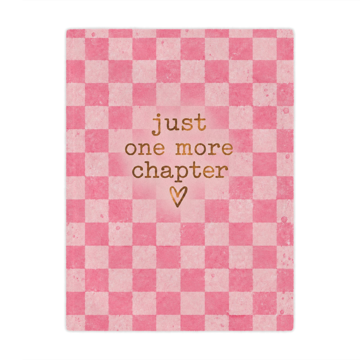 Just One More Chapter Pink Checkered Minky Blanket — Cozy Reader Throw