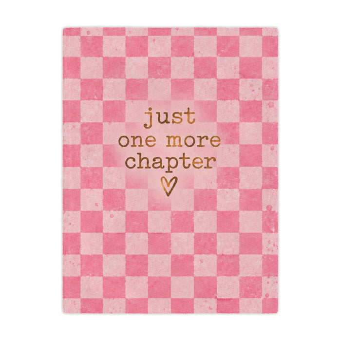 Just One More Chapter Pink Checkered Minky Blanket — Cozy Reader Throw