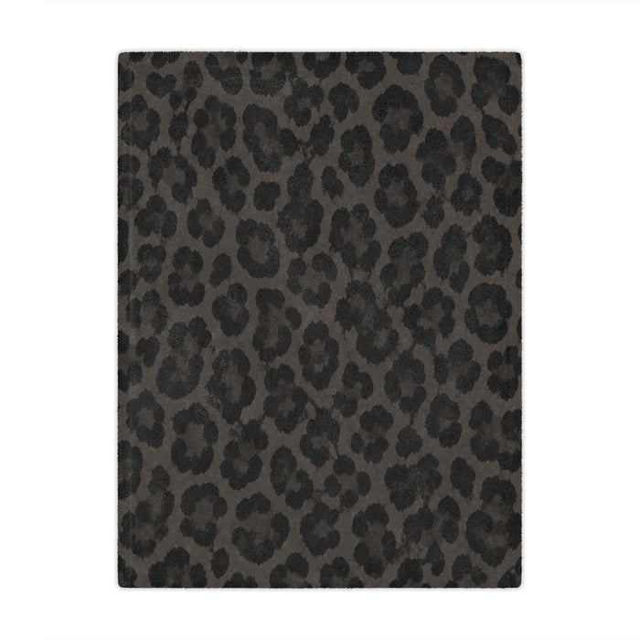 Charcoal Leopard Print Minky Blanket — Soft Cozy Animal-Print Throw