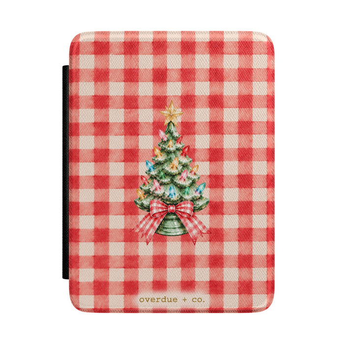 Christmas Plaid Kindle Case — Vintage Tree on Red Gingham