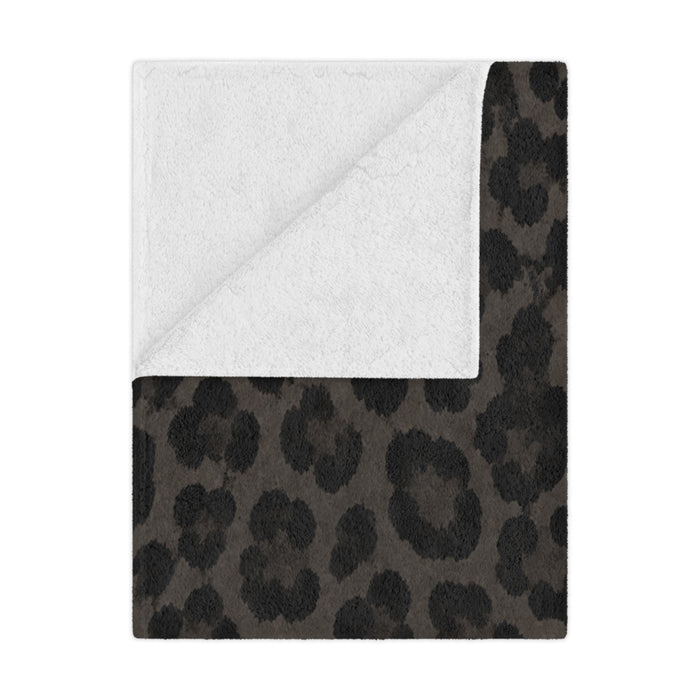Charcoal Leopard Print Minky Blanket — Soft Cozy Animal-Print Throw