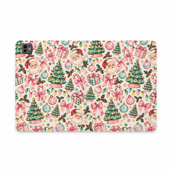Retro Christmas Santa Pattern Tablet Folio Case