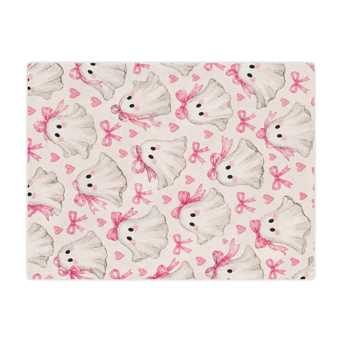 Pink Bow Ghosts Minky Blanket — Cute Halloween Throw
