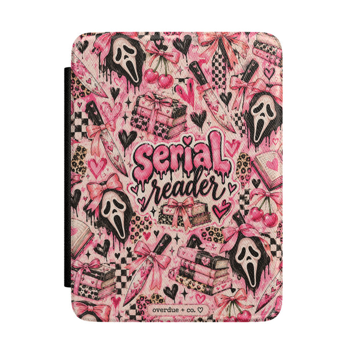Serial Reader Kindle Case — Pink Gothic Horror Pattern