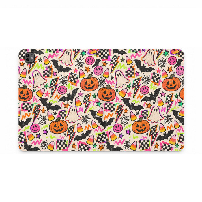Halloween Doodle Tablet Folio Case — Cute Spooky Ghosts, Pumpkins & Candy Pattern