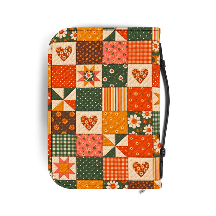 Quilt Patchwork Bible Cover — Fall Floral Heart Zipper Case