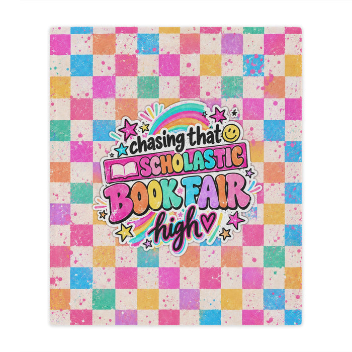 Minky Blanket — "Chasing That Scholastic Book Fair High" Colorful Checkered Blanket