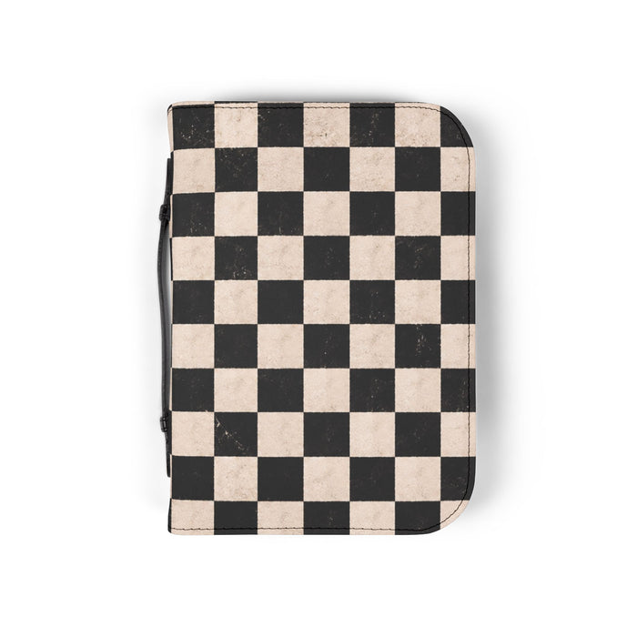 Checkerboard Bible Cover — Black & Cream Zippered Bible Case