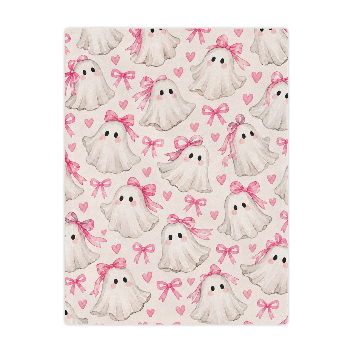 Pink Bow Ghosts Minky Blanket — Cute Halloween Throw