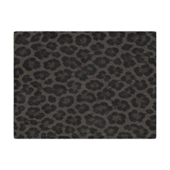 Charcoal Leopard Print Minky Blanket — Soft Cozy Animal-Print Throw