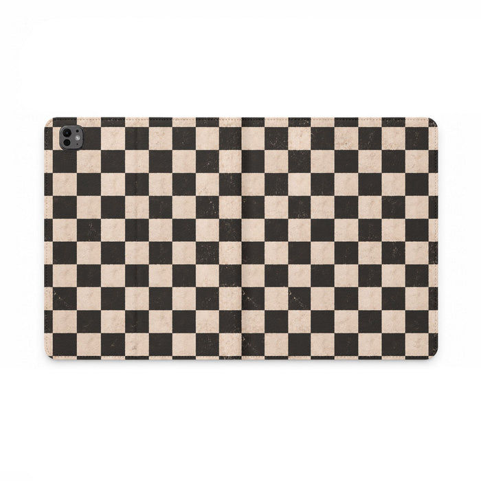 Vintage Black & Beige Checkerboard Tablet Folio Case