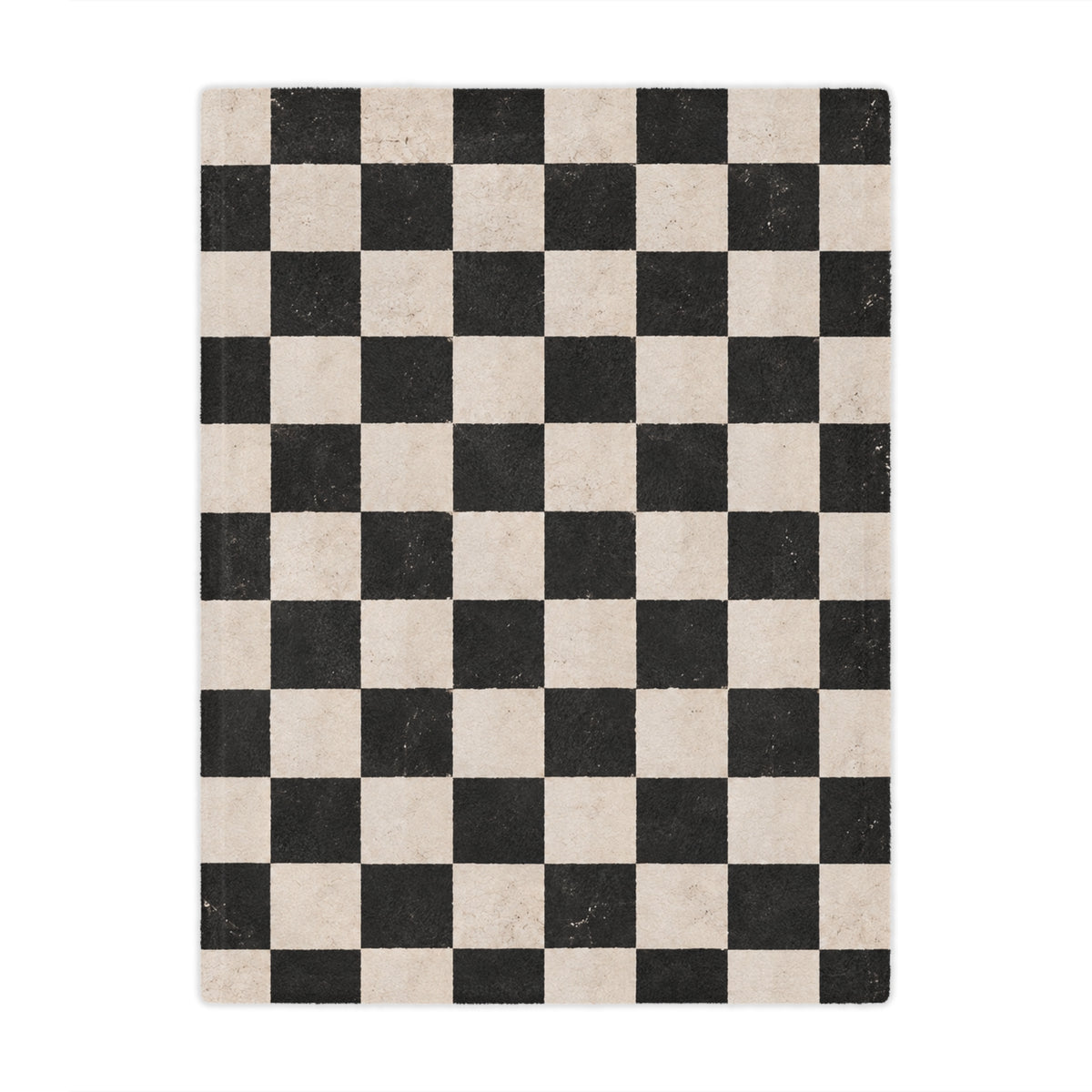 Checkerboard Minky Blanket – Vintage Black & Cream Cozy Throw