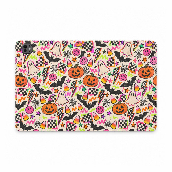 Halloween Doodle Tablet Folio Case — Cute Spooky Ghosts, Pumpkins & Candy Pattern