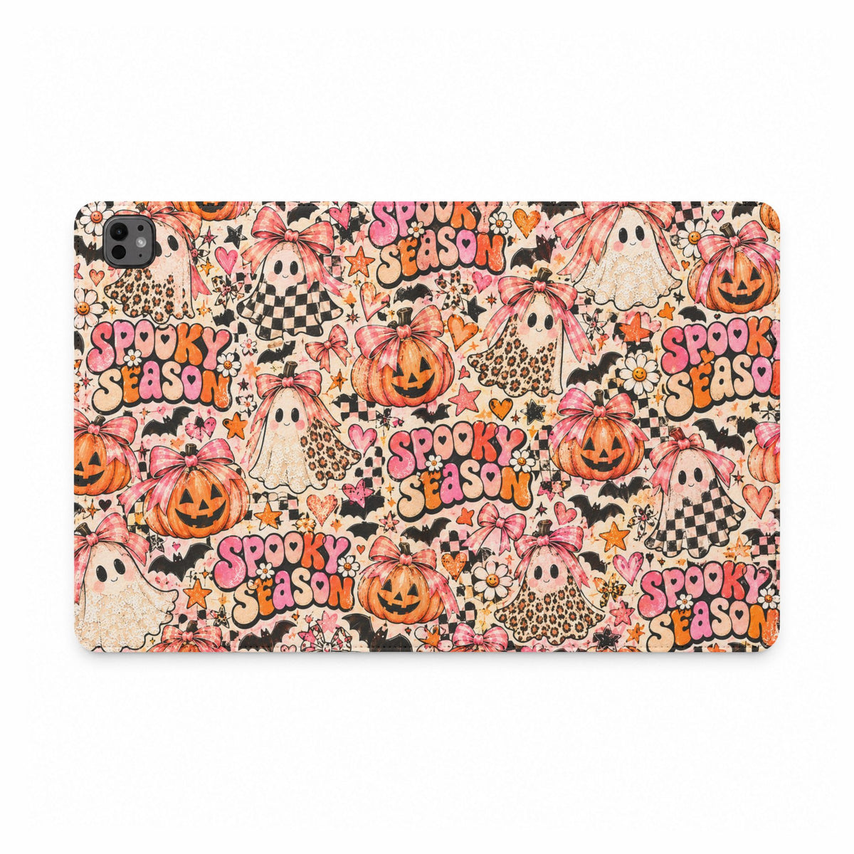 Halloween 'Spooky Season' Tablet Folio Case — Cute Ghosts, Pumpkins & Leopard Print