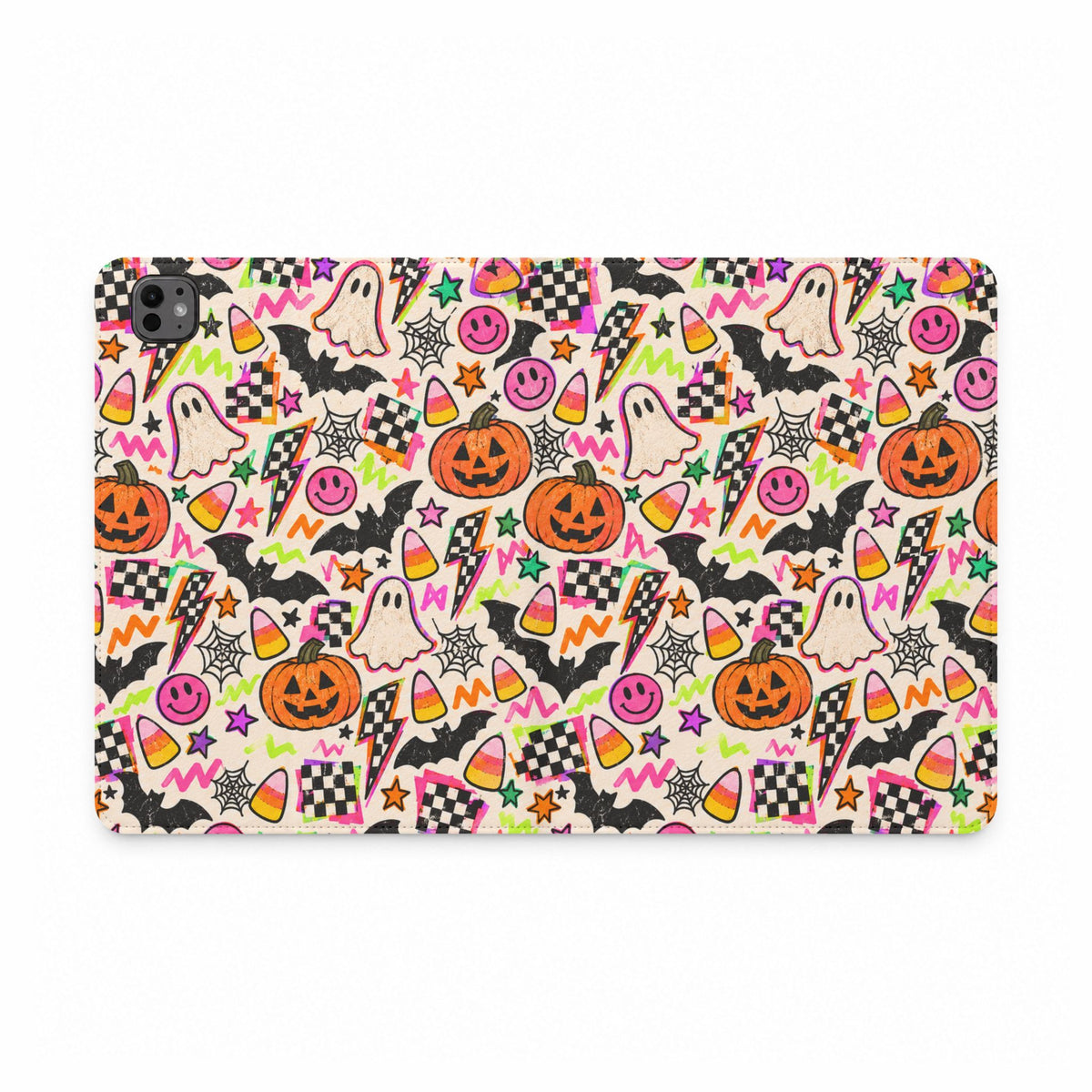 Halloween Doodle Tablet Folio Case — Cute Spooky Ghosts, Pumpkins & Candy Pattern