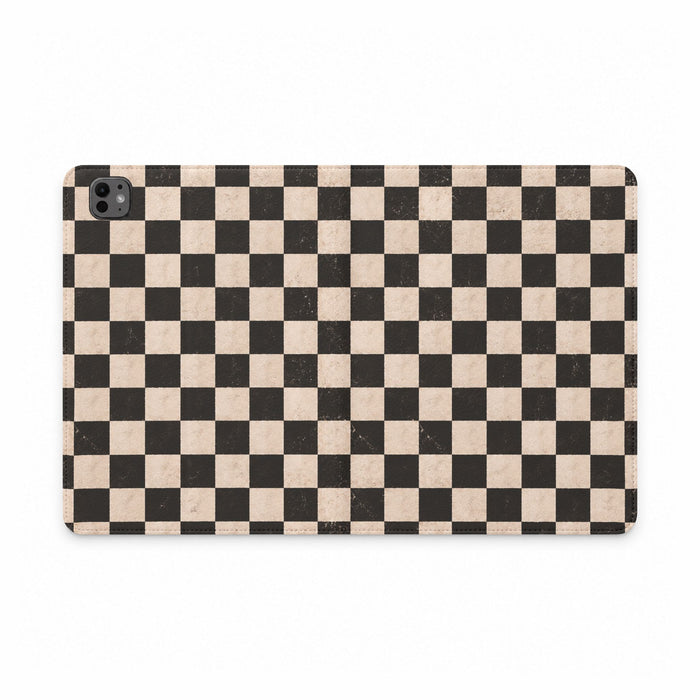 Vintage Black & Beige Checkerboard Tablet Folio Case