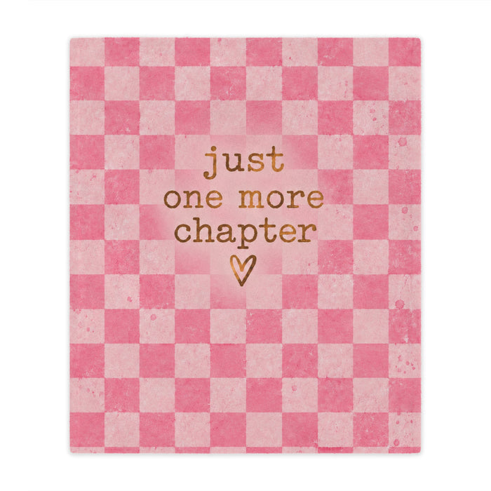 Just One More Chapter Pink Checkered Minky Blanket — Cozy Reader Throw