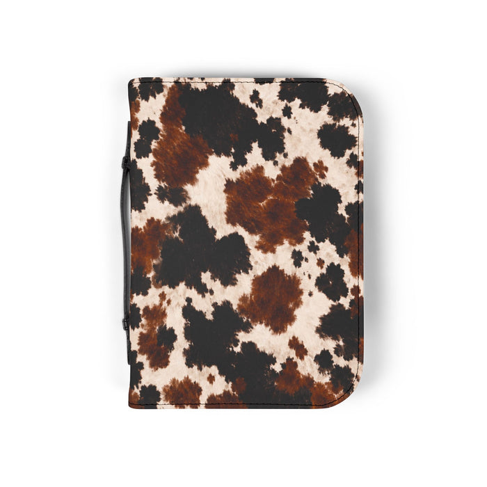 Cowhide Print Bible Cover — Zip Around Brown & Black Cow Pattern