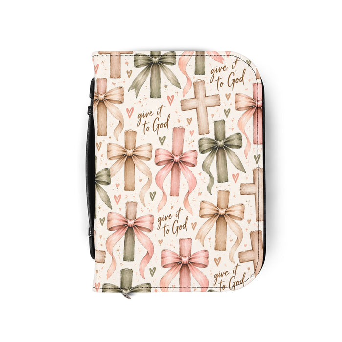 “Give it to God” Bible Cover - Cross and Bows Bible Case