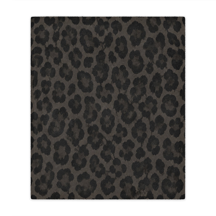 Charcoal Leopard Print Minky Blanket — Soft Cozy Animal-Print Throw