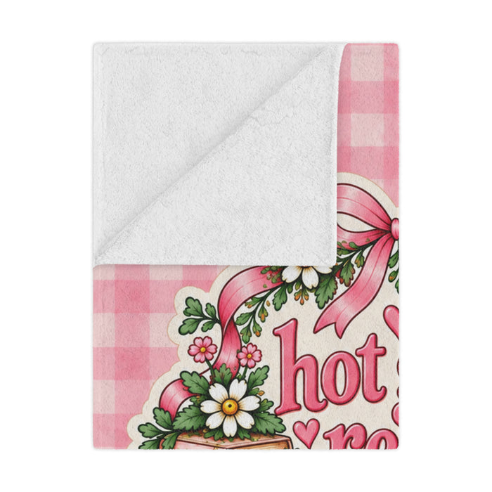 Minky Blanket — "Hot Girls Read Books" Pink Gingham Throw for Book Lovers