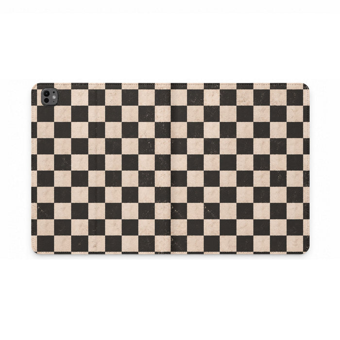 Vintage Black & Beige Checkerboard Tablet Folio Case