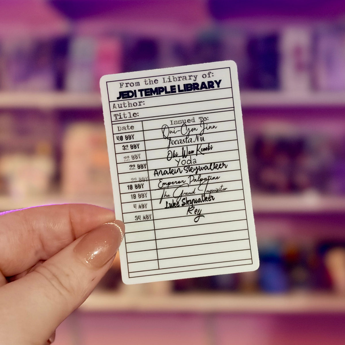 The Jedi Temple Inspired Borrow Card Sticker – Durable Waterproof Bookish Decal