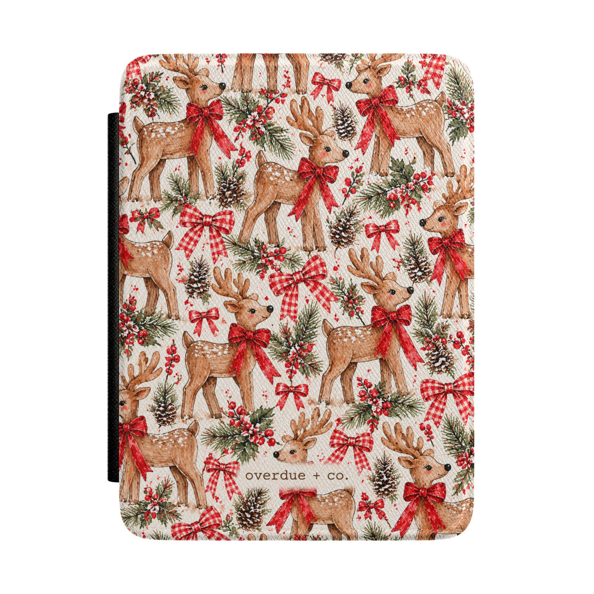 Reindeer Holiday Kindle Case — Festive Vintage Deer Pattern Cover
