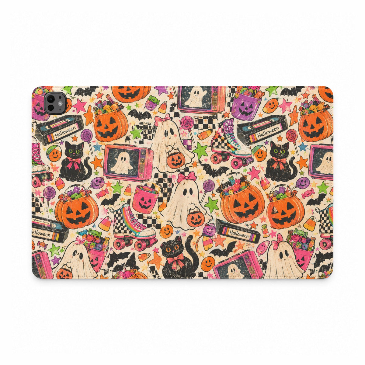 Halloween Patchwork Tablet Case — Cute Vintage Ghosts, Jack-O’-Lanterns & Cats