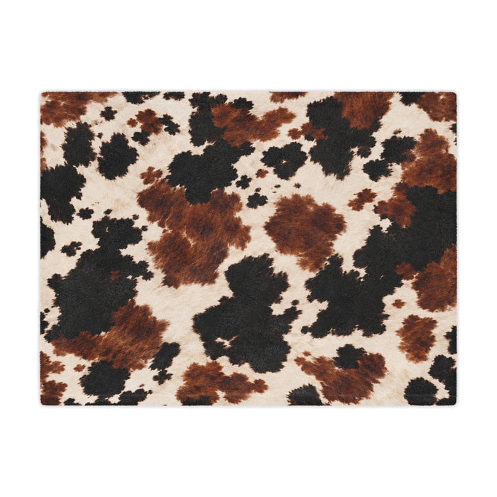 Cowhide Print Minky Blanket — Plush Brown & Black Cow Pattern Throw