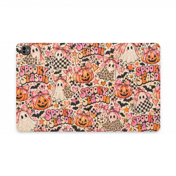 Halloween 'Spooky Season' Tablet Folio Case — Cute Ghosts, Pumpkins & Leopard Print