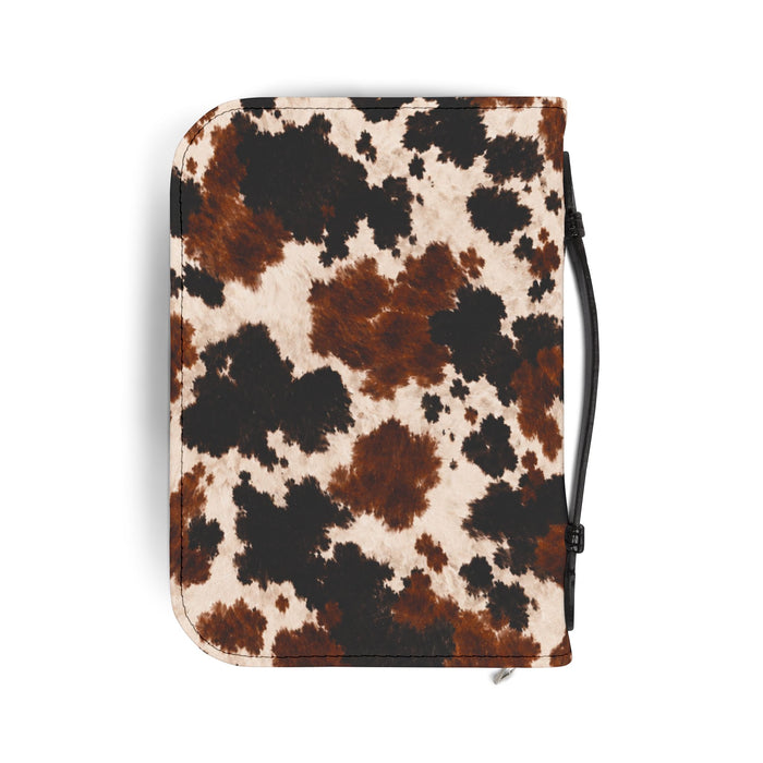 Cowhide Print Bible Cover — Zip Around Brown & Black Cow Pattern